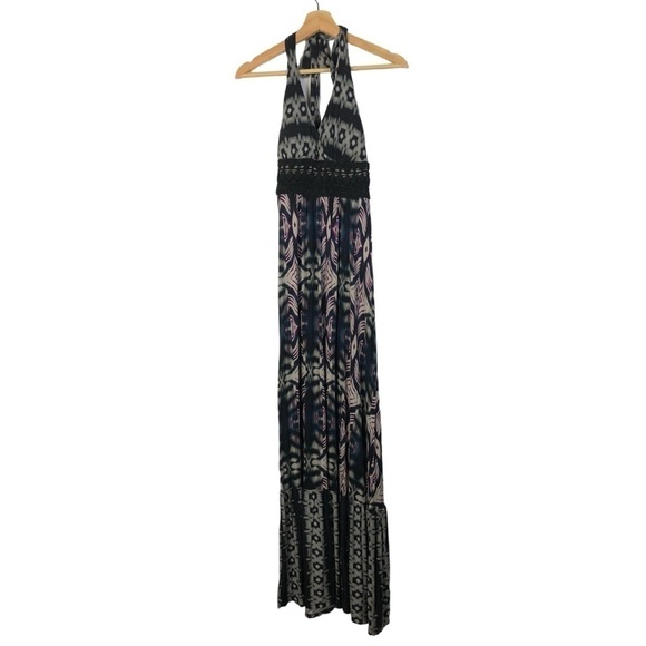 A.N.A Gray & Purple Printed Halter Maxi Dress S - Picture 1 of 4